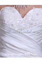 Satin and Lace Sweetheart Cathedral Train A-Line Wedding Dress with Embroidered and Ruffle