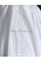 Satin and Lace V-Neck Chapel Train Ball Gown Wedding Dress with Embroidered and Half-Sleeves