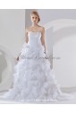 Satin and Organza Sweetheart Cathedral Train Ball Gown Wedding Dress