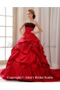Satin and Lace Strapless Chapel Train Ball Gown Wedding Dress with Ruffle