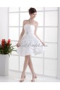 Taffeta Strapless Mini A-line Wedding Dress with Rhinestone and Ruffle
