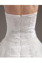 Satin and Yarn Strapless Tea-Length A-line Wedding Dress with Embroidereds