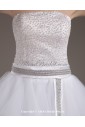 Yarn Strapless Sweep Train A-line Wedding Dress with Embroidered