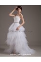 Yarn Strapless Sweep Train A-line Wedding Dress with Embroidered