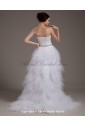Yarn Strapless Sweep Train A-line Wedding Dress with Embroidered
