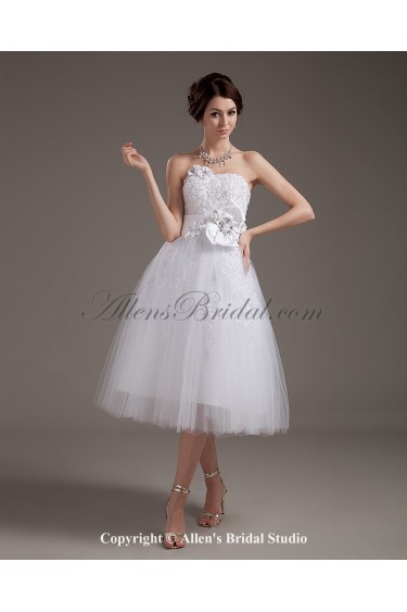 Tulle Strapless Knee-Length Ball Gown Wedding Dress