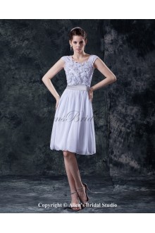 Satin Shoulder Straps Neckline Knee-Length A-line Wedding Dress