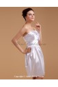 Satin Strapless Knee-Length Sheath Wedding Dress with Ribbons