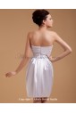 Satin Strapless Knee-Length Sheath Wedding Dress with Ribbons