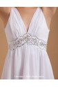 Satin V-Neck Knee-Length Column Wedding Dress with Embroidered