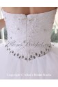 Tulle and Satin Strapless Knee-length Ball Gown Wedding Dress with Embroidered