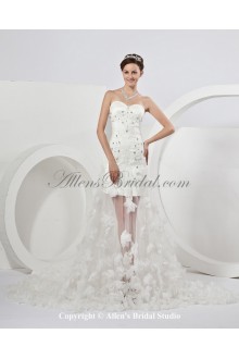 Yarn Sweetheart Chapel Train A-line Wedding Dress with Applique and Embroidered