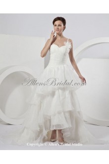 Organza Sweetheart Chapel Train A-line Wedding Dress with Ruffle and Flower