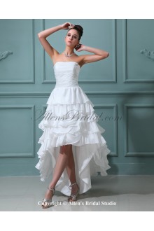 Taffeta Strapless Ankle-Length A-line Wedding Dress with Ruffle