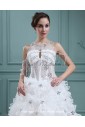 Organza Jewel Neckline Court Train Mini Wedding Dress