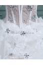 Organza Jewel Neckline Court Train Mini Wedding Dress