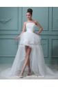 Taffeta Strapless Sweep Train Ball Gown Wedding Dress with Embroidered