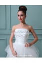 Taffeta Strapless Sweep Train Ball Gown Wedding Dress with Embroidered