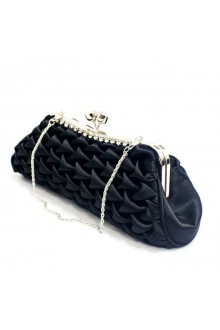 Satin Black Handbag/Clutche with Diamonds (More Colors Available) H-365
