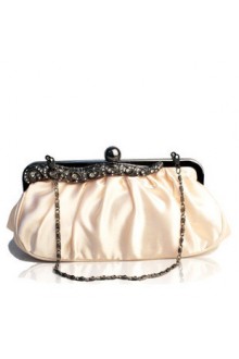 Satin Evening Handbag with Diamonds (More Colors Available) H-502