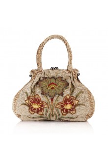 Linen Embroidery Flower OL Handbag/Clutche H-833