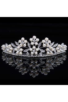 Beauitful Alloy with Pearls and Rhinestones Bridal Tiara