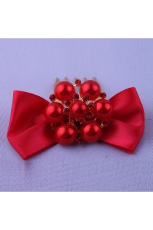 Red Bowknot and Alloy with Rhinestone Wedding Headpiece