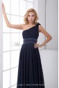 Chiffon Asymmetrical Neckline A-line Floor Length Sash Prom Dress