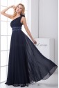 Chiffon Asymmetrical Neckline A-line Floor Length Sash Prom Dress