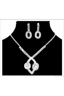 Shining Alloy with Rhinestones Wedding Jewelry Set - Necklace and Earrings