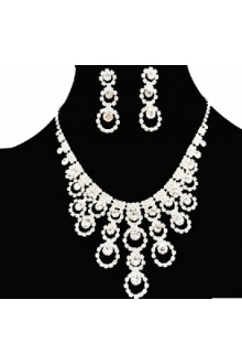 Wedding Jewelry Set - Fashion Alloy with Rhinestones Necklace and Earrings