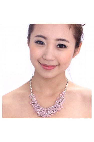 Beauitful Alloy with Pink Rhinestones Wedding Bridal Necklace