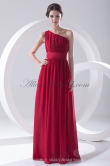 Chiffon Asymmetrical Neckline Column Floor Length Sash Prom Dress
