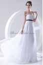 Chiffon Scallop Neckline Column Floor Length Sash Prom Dress