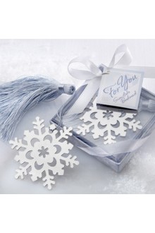 Silver Finish Snowflake Bookmark With Ice Blue Tassel