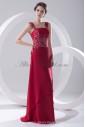 Chiffon Strapless Neckline A-line Floor Length Embroidered Prom Dress