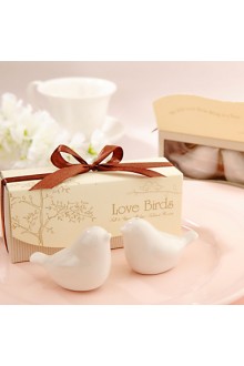 "Love Birds In The Window" Ceramic Salt & Pepper Shakers Wedding Favor (Set of 2)