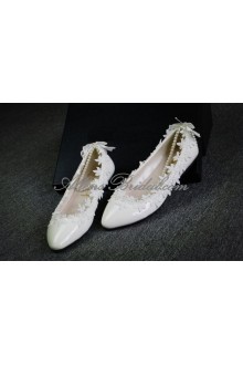Handmade Lace Flowers Wedding Shoes with Pearls