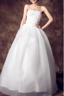 Net Strapless Floor Length Ball Gown with Sequins