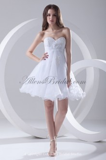 Organza Sweetheart Neckline Empire line Short Embroidered and Hand-made Flower Cocktail Dress