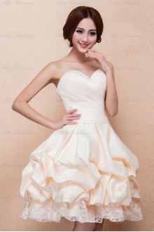 Lace and Satin Strapless Dress with 