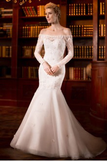 Off-the-shoulder Floor-length Short Sleeve Chiffon Formal Prom / Evening Dress