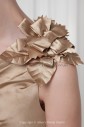 Satin Asymmetrical Neckline Sheath Floor Length Gathered Ruched Prom Dress