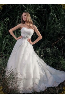 Satin,Tulle,Net Sweetheart A-line Dress with Diamond and Ribbons