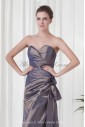 Taffeta Strapless Neckline Sheath Floor Length Hand-made Flower Prom Dress