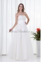 Satin and Net Strapless Neckline A-line Floor Length Embroidered Prom Dress