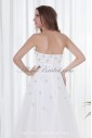 Satin and Net Strapless Neckline A-line Floor Length Embroidered Prom Dress