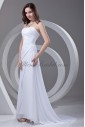 Chiffon Strapless Neckline A-line Sweep Train Gathered Ruched Prom Dress