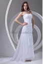 Chiffon Strapless Neckline A-line Sweep Train Gathered Ruched Prom Dress