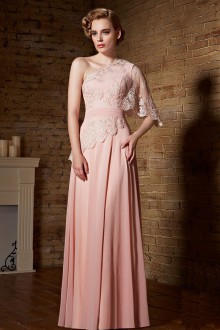 A-line Asymmetrical Evening / Prom Dress Floor-length with Embroidery